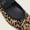 Étoile ballet flats in leopard-print pony skin with black embroidered star and elastic strap