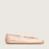 Étoile ballet flats in powder pink satin with powder pink embroidered star and elastic strap