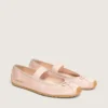Étoile ballet flats in powder pink satin with powder pink embroidered star and elastic strap