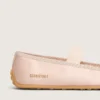 Étoile ballet flats in powder pink satin with powder pink embroidered star and elastic strap