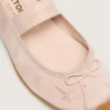 Étoile ballet flats in powder pink satin with powder pink embroidered star and elastic strap