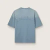 Unisex cotton T-shirt in baby blue with reverse print on the back