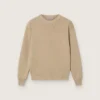 Unisex Golden beige ribbed sweater for kids with logo on the back