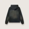 Unisex hooded sweatshirt in black cotton with a bleached effect