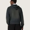 Unisex hooded sweatshirt in black cotton with a bleached effect