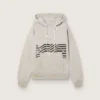 Unisex hooded sweatshirt in gray cotton with vintage flag print