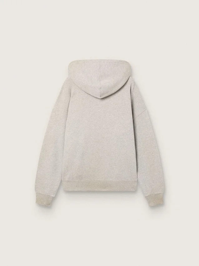 Unisex hooded sweatshirt in gray cotton with vintage flag print