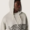 Unisex hooded sweatshirt in gray cotton with vintage flag print