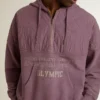 Unisex mauve cotton sweatshirt with print on the front