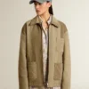 Unisex padded jacket in shades of khaki