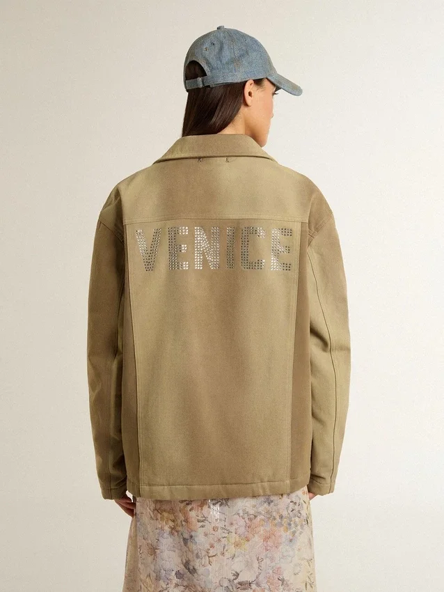 Unisex padded jacket in shades of khaki