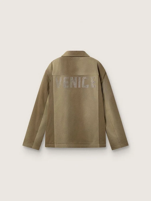 Unisex padded jacket in shades of khaki