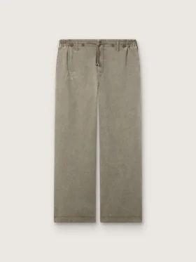 Unisex pants in gray denim with drawstring and star