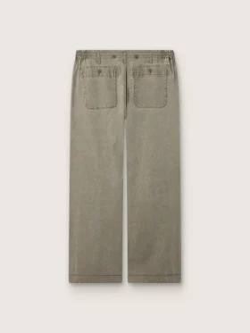 Unisex pants in gray denim with drawstring and star
