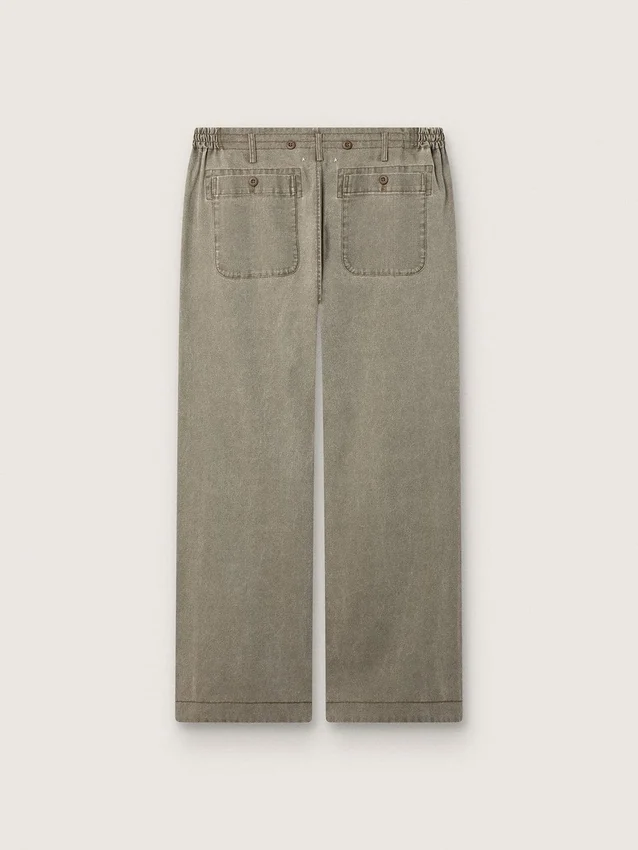 Unisex pants in gray denim with drawstring and star