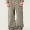 Unisex pants in gray denim with drawstring and star