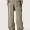 Unisex pants in gray denim with drawstring and star