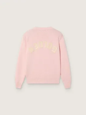 Unisex pink ribbed Golden sweater for kids with Golden logo on the back