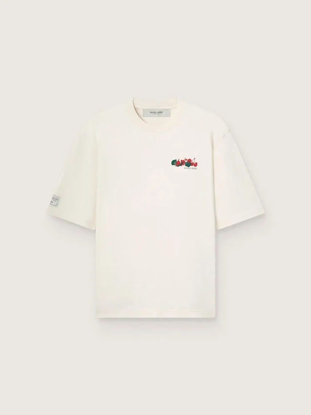 Unisex Resort white cotton T-shirt with print and logo