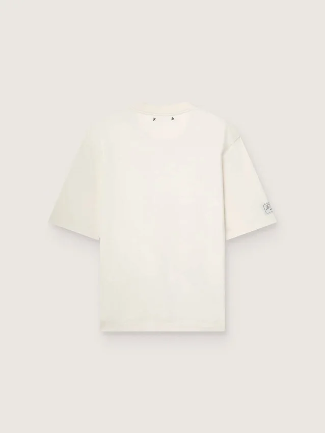 Unisex Resort white cotton T-shirt with print and logo