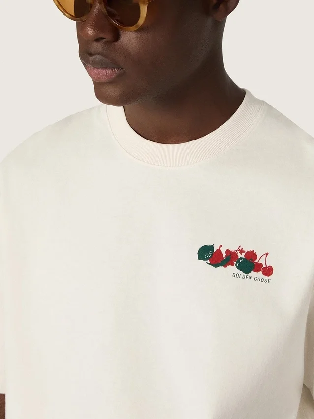 Unisex Resort white cotton T-shirt with print and logo