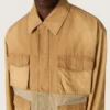 Unisex safari jacket in beige and military-green cotton with maxi pockets