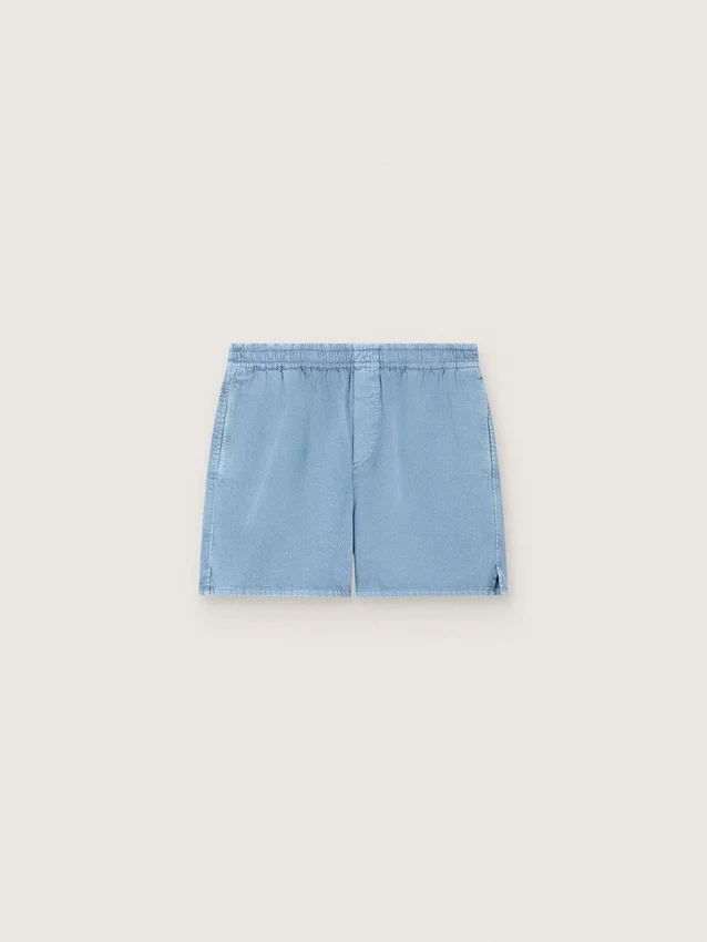 Unisex shorts in light blue cotton twill