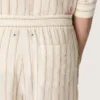 Unisex sweatpants in ecru and sand striped cotton and linen
