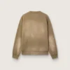 Unisex sweatshirt in military-green bleached-look cotton with embroidered logo