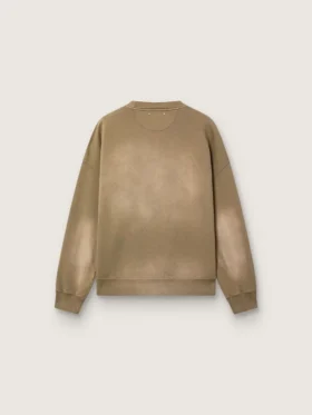 Unisex sweatshirt in military-green bleached-look cotton with embroidered logo