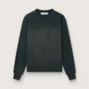 Unisex sweatshirt in worn black cotton with logo embroidery