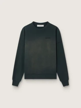 Unisex sweatshirt in worn black cotton with logo embroidery