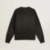 Unisex sweatshirt in worn black cotton with logo embroidery