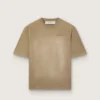 Unisex T-shirt in beige cotton jersey with embroidered logo