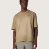 Unisex T-shirt in beige cotton jersey with embroidered logo