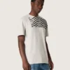 Unisex T-shirt in gray melange jersey with flag print