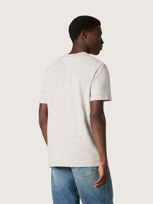 Unisex T-shirt in gray melange jersey with flag print