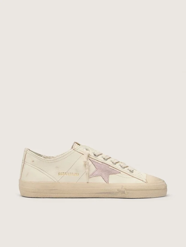 V-Star in beige nappa leather with old-rose suede star