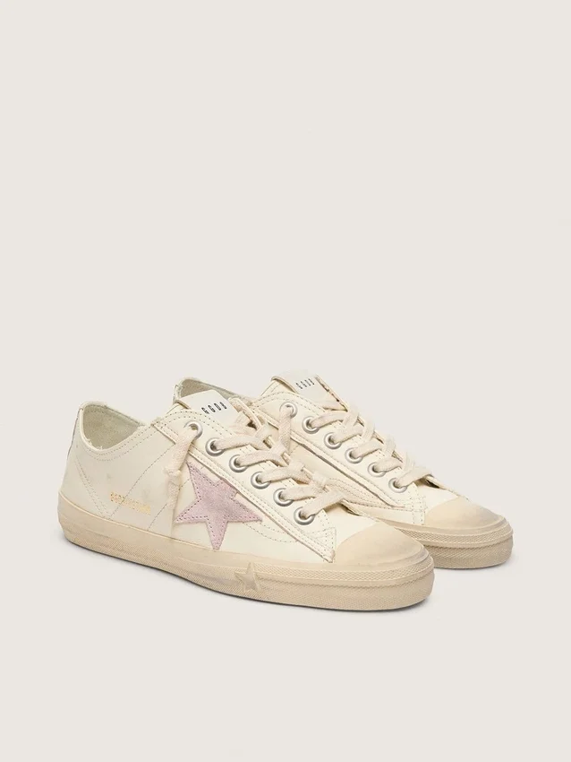 V-Star in beige nappa leather with old-rose suede star
