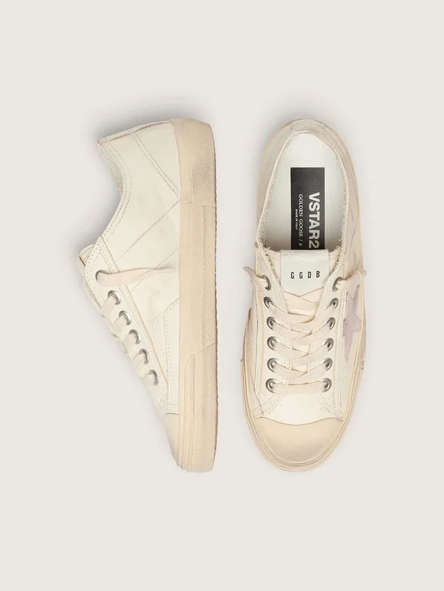 V-Star in beige nappa leather with old-rose suede star