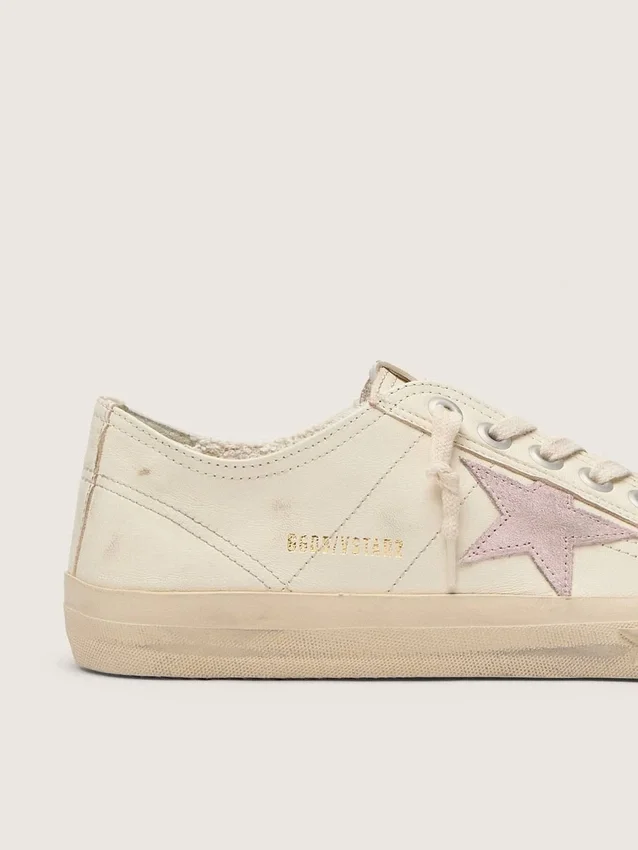 V-Star in beige nappa leather with old-rose suede star