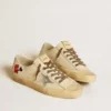 V-Star in ecru nappa with silver nappa star and beaded embroidery