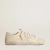 V-Star in light cream canvas with milk-white leather star