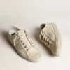 V-Star in light cream canvas with milk-white leather star