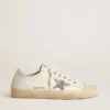V-Star in white leather with a platinum glitter star