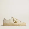 V-Star in white leather with gold metallic leather star