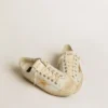 V-Star in white leather with gold metallic leather star