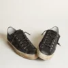 V-Star sneakers in midnight-blue denim with black leather star and toe