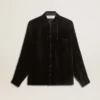 Velvet-effect black shirt with embroidery