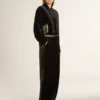 Velvet-effect black shirt with embroidery